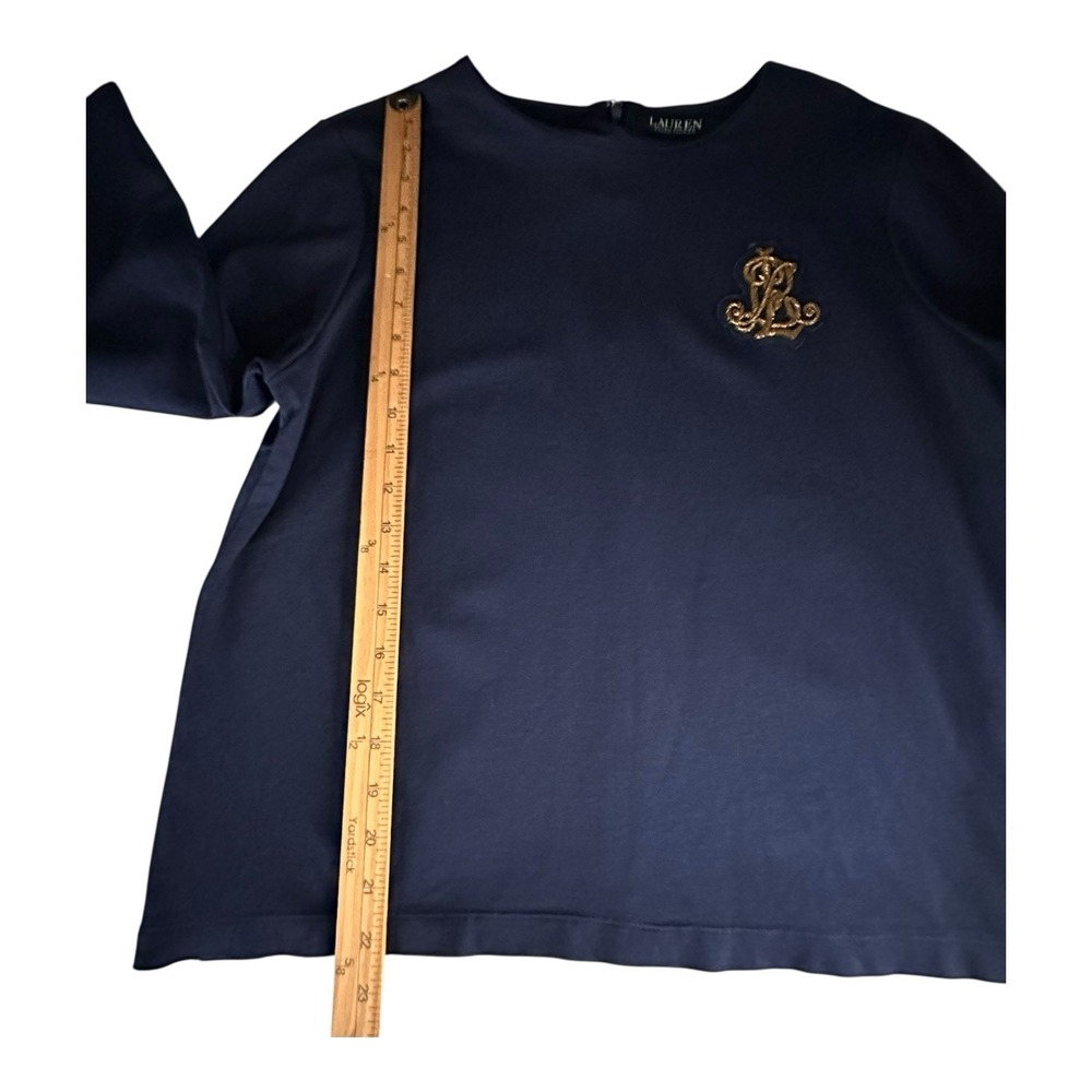 Ralph Lauren Women's Size Large Navy Blue Sweater Logo Layered Top - Picture 5 of 10